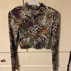Snake Animal Print Cropped Fitted Top